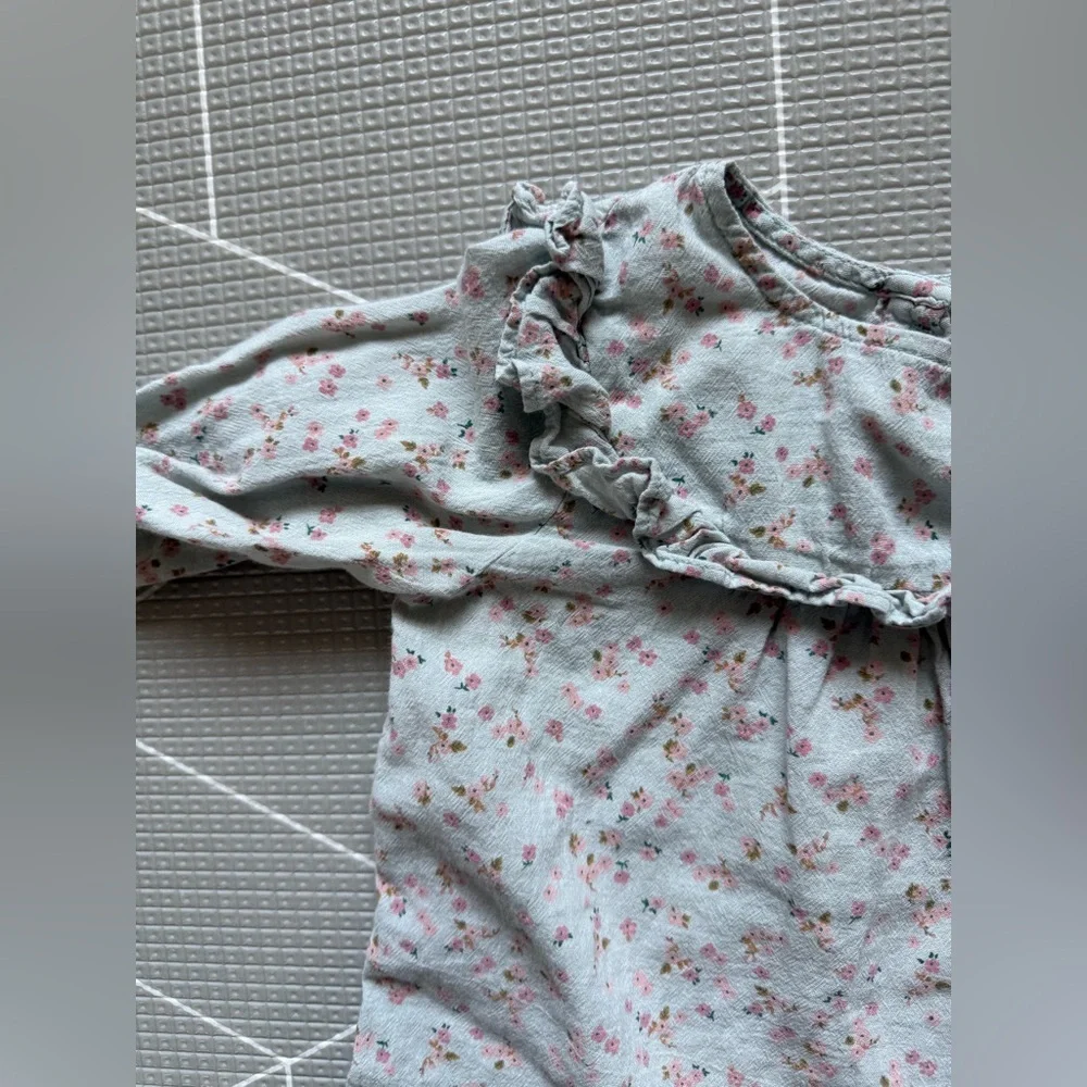 H&M|Baby girl/toddler long sleeve ditsy floral cottagecore dress w Ruffles•Boho